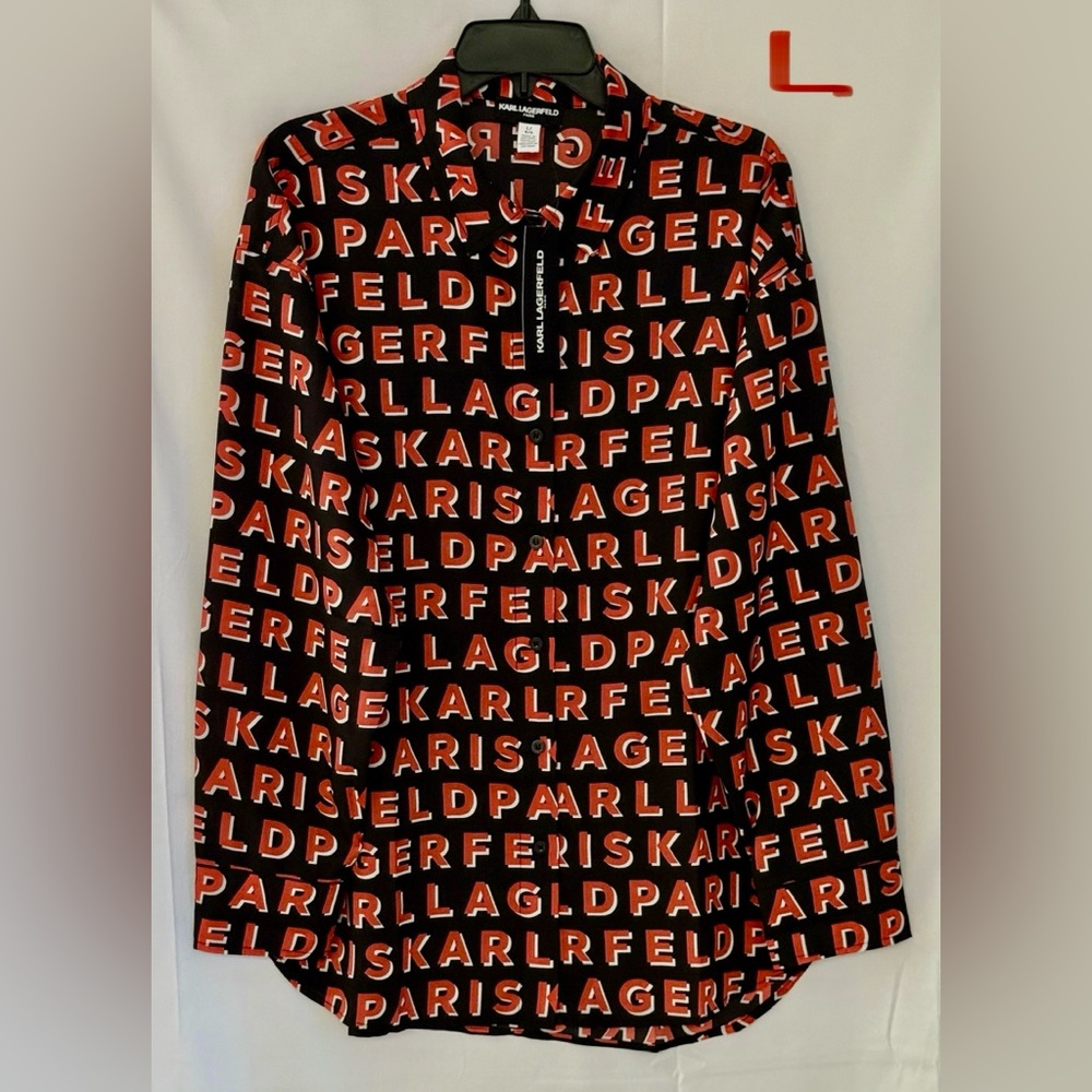 Karl Lagerfeld Black and Orange Logo Top